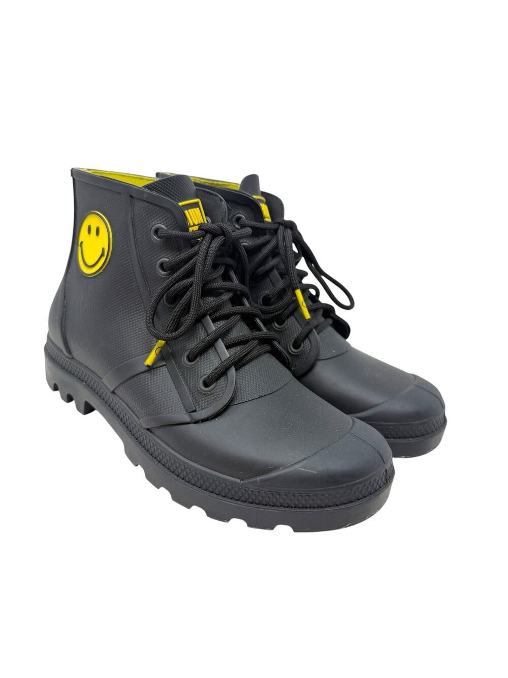 Palladium Pampa Smiley Rain Waterproof Boots Black Yellow Women’s 7